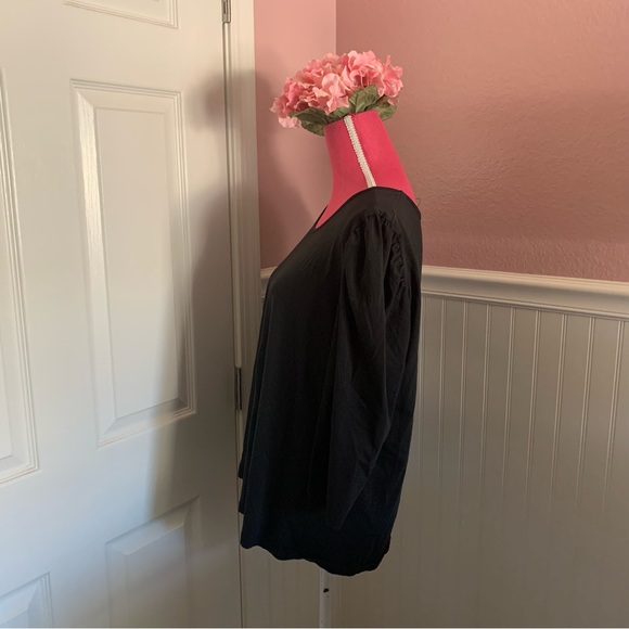 Black 3/4 Sleeve Agnes & Dora Blouse Puckered Shoulder size XL - Picture 3 of 7